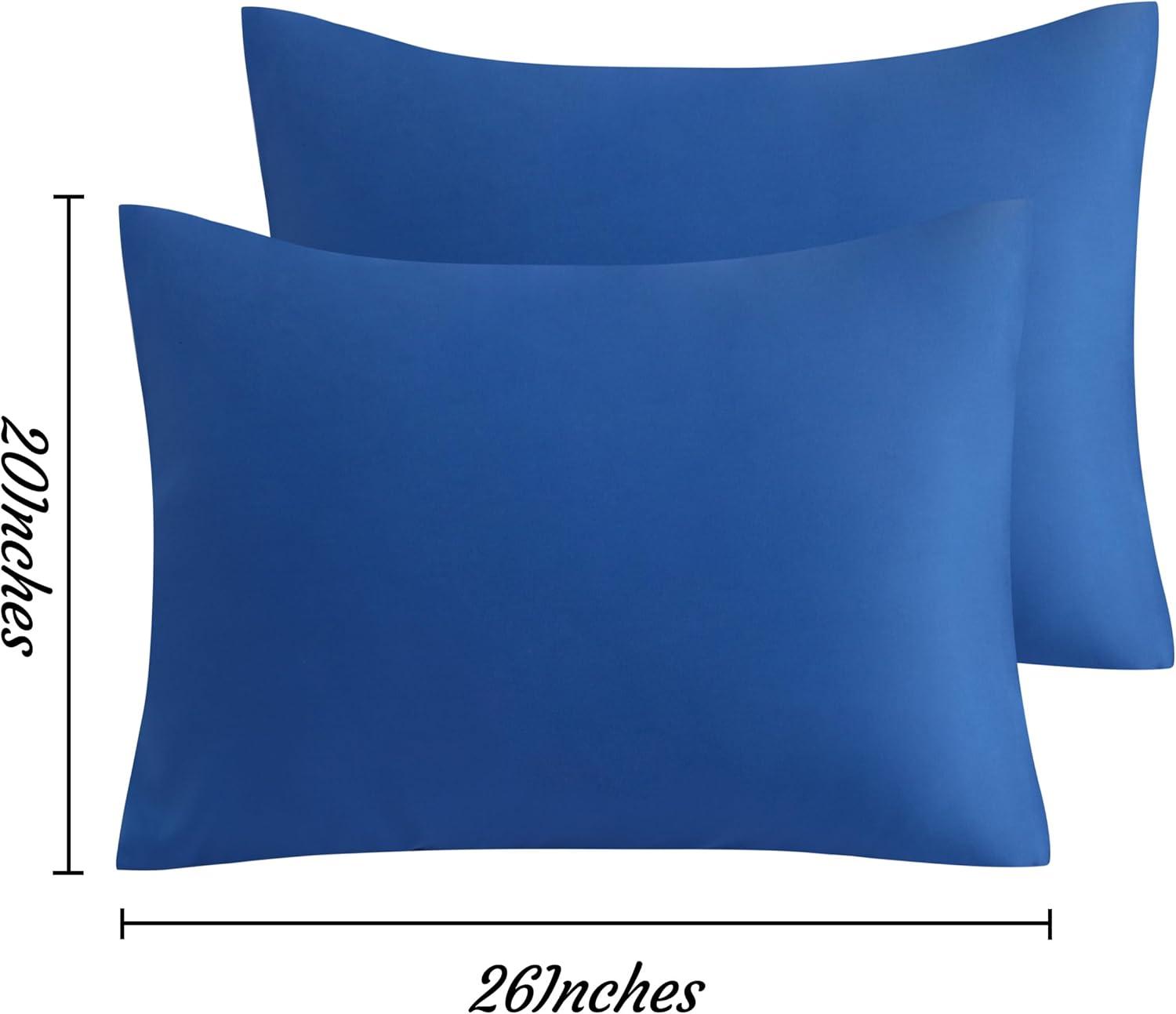 2 Pack Brushed Microfiber Body Pillowcases, Super Soft Body Pillow Cover with Envelope Closure, 20x54 Inches, Royal Blue - NTBAY
