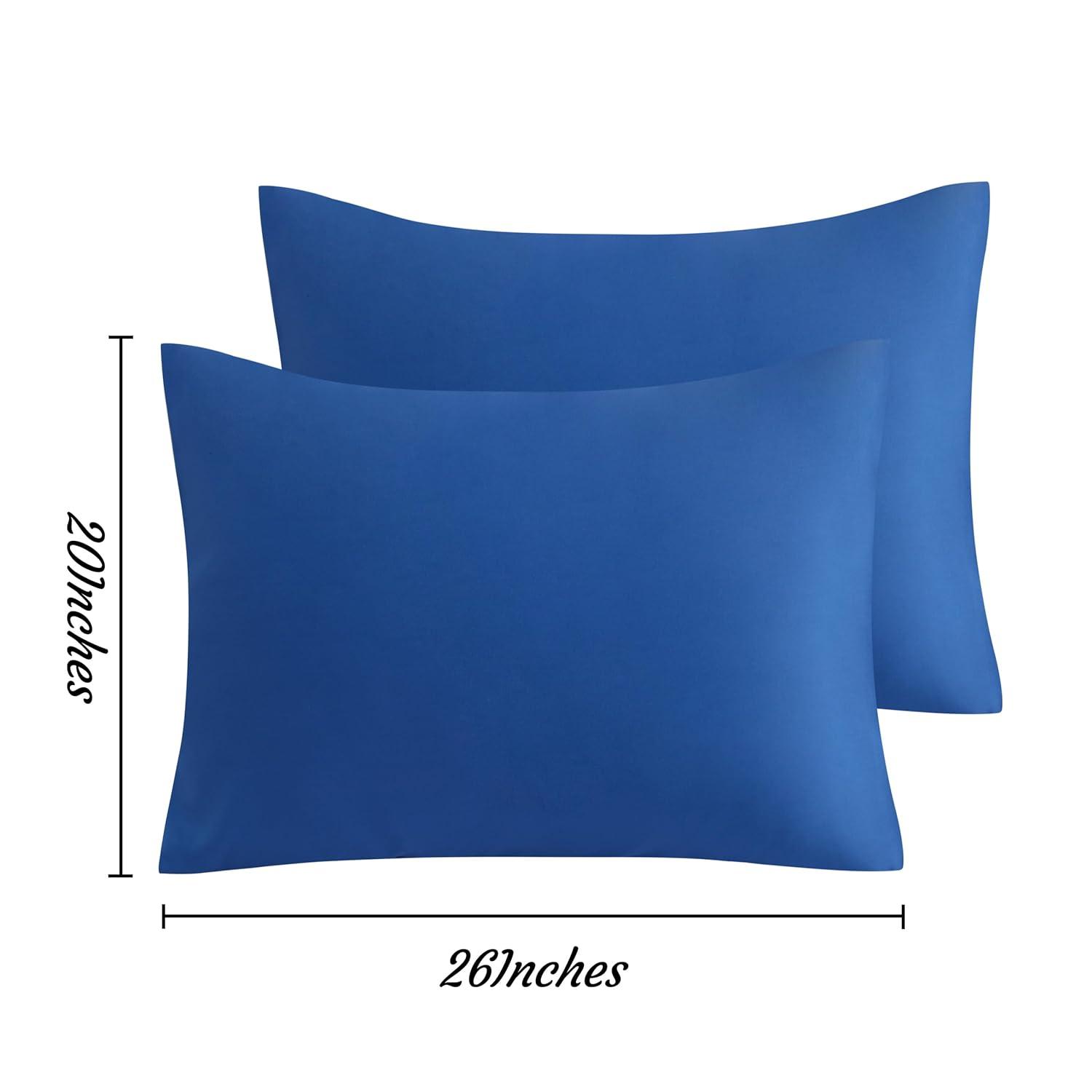 2 Pack Brushed Microfiber Body Pillowcases, Super Soft Body Pillow Cover with Envelope Closure, 20x54 Inches, Royal Blue - NTBAY