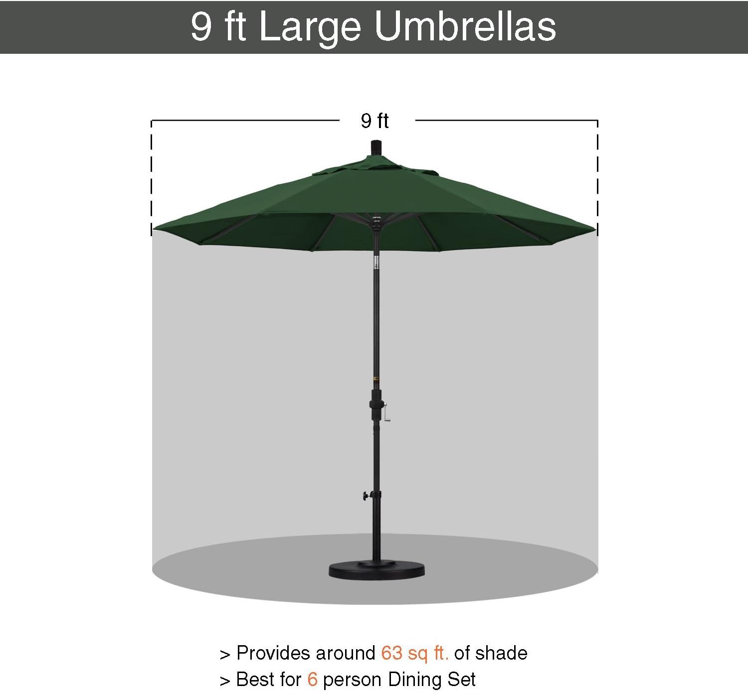 Hunter Green 9' Aluminum Patio Umbrella with Crank Lift