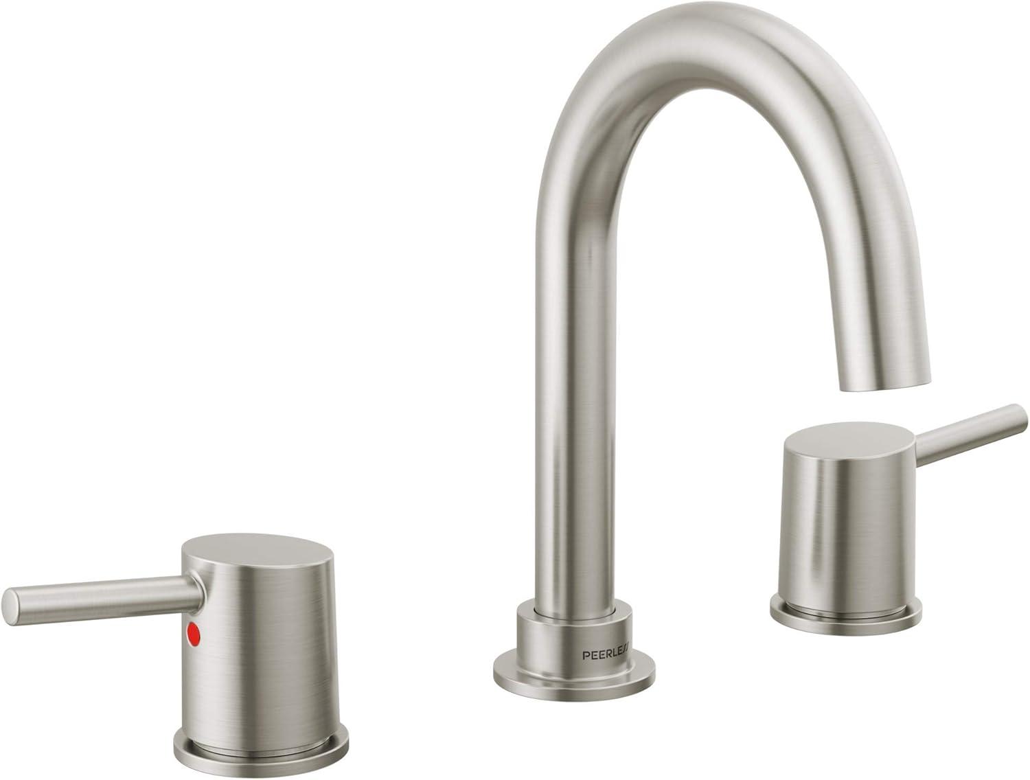 Precept Brushed Nickel Modern Two-Handle Widespread Bathroom Faucet