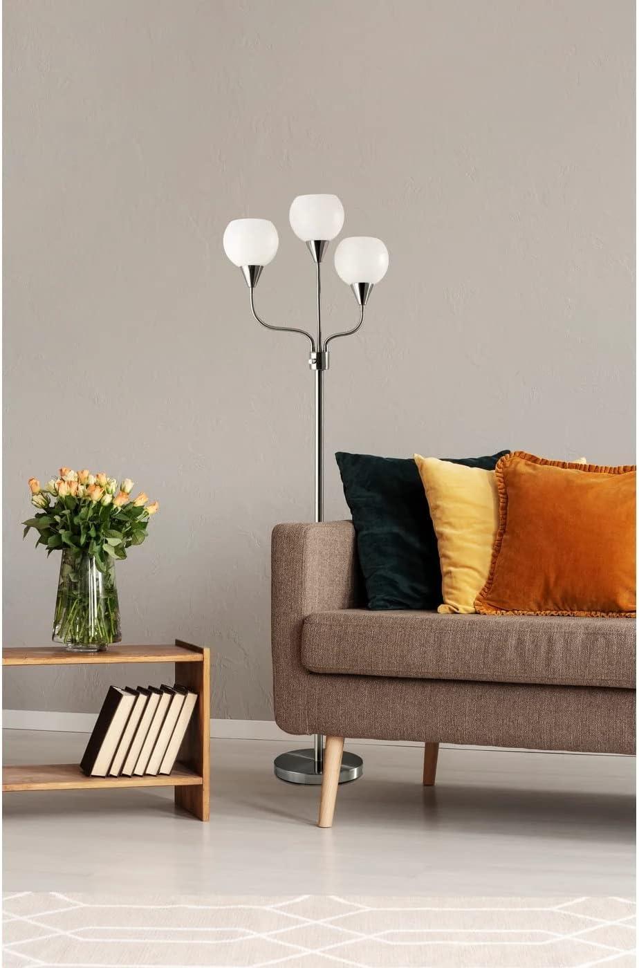 65.5" Phillip 3-Arm Floor Lamp Steel - Adesso: Modern Standing Light, ETL Listed, No Bulb Included