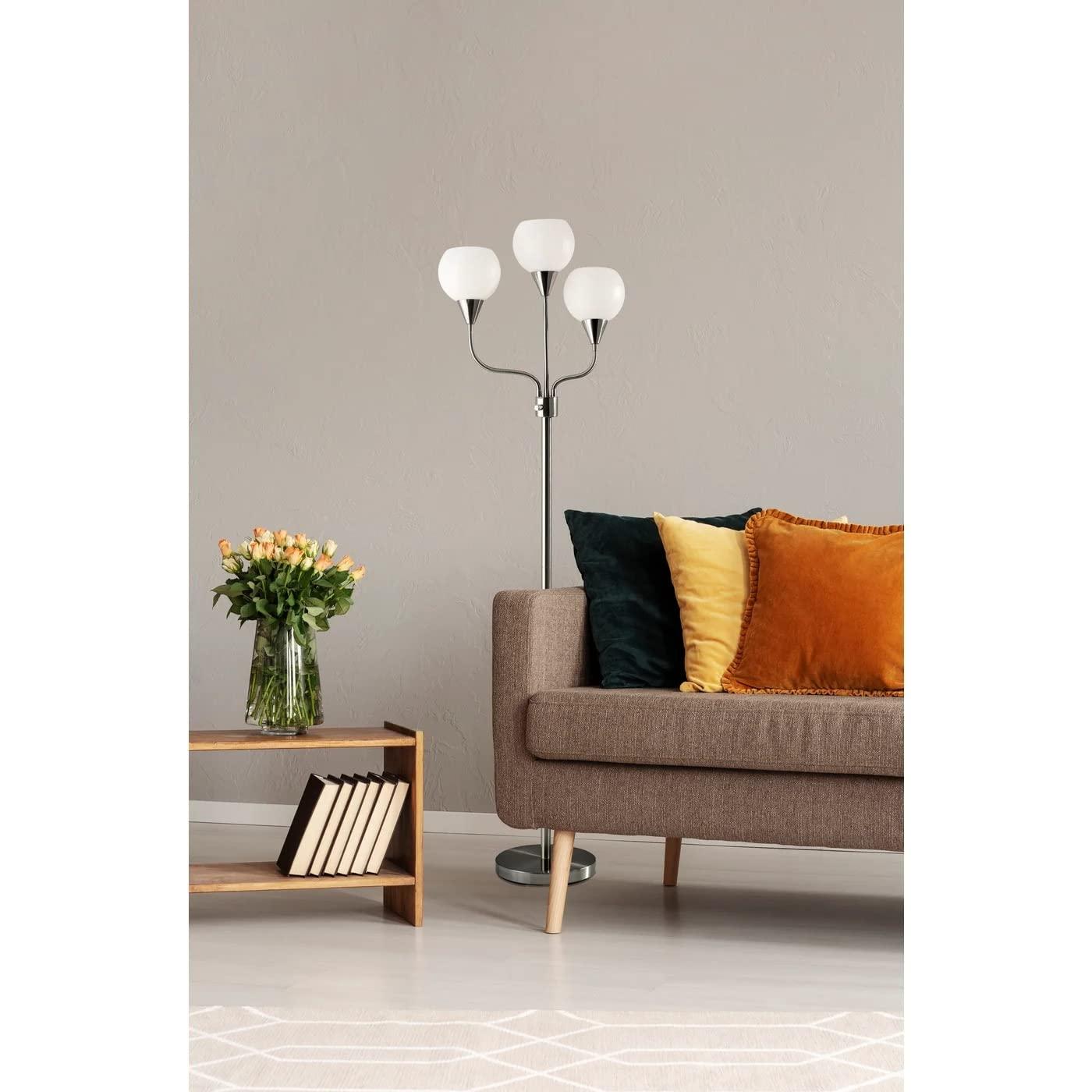 65.5" Phillip 3-Arm Floor Lamp Steel - Adesso: Modern Standing Light, ETL Listed, No Bulb Included