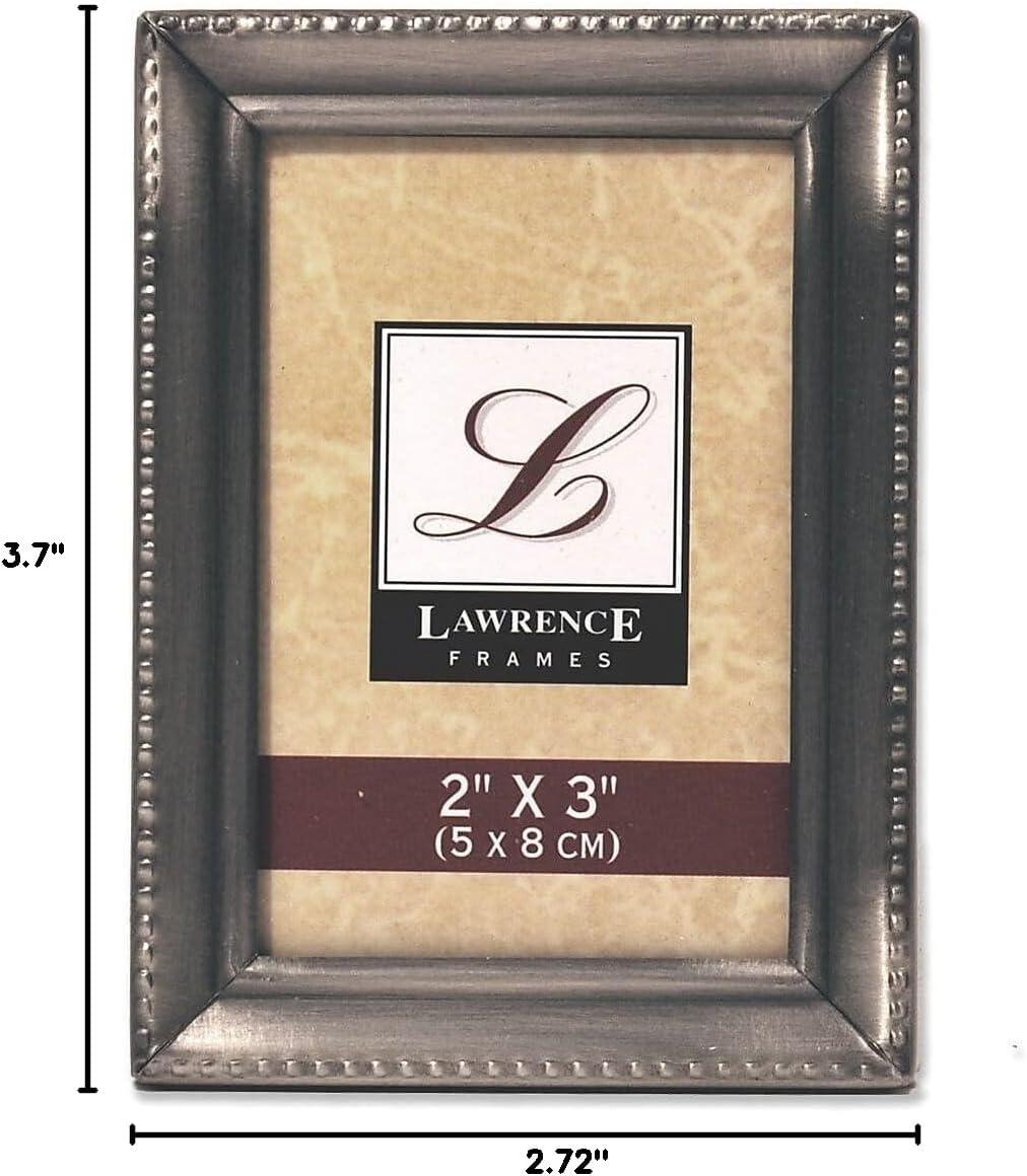 Lawrence Frames Antique Pewter 2x3 Picture Frame - Beaded Edge Design 11523