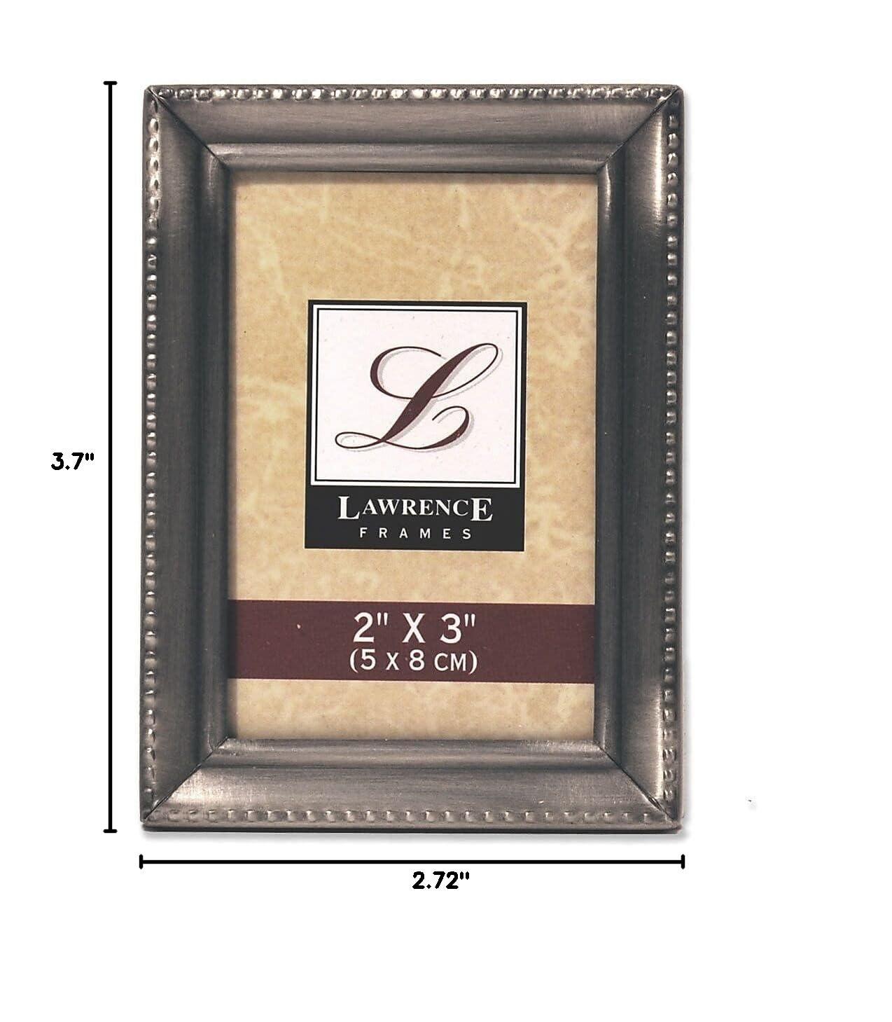 Lawrence Frames Antique Pewter 2x3 Picture Frame - Beaded Edge Design 11523