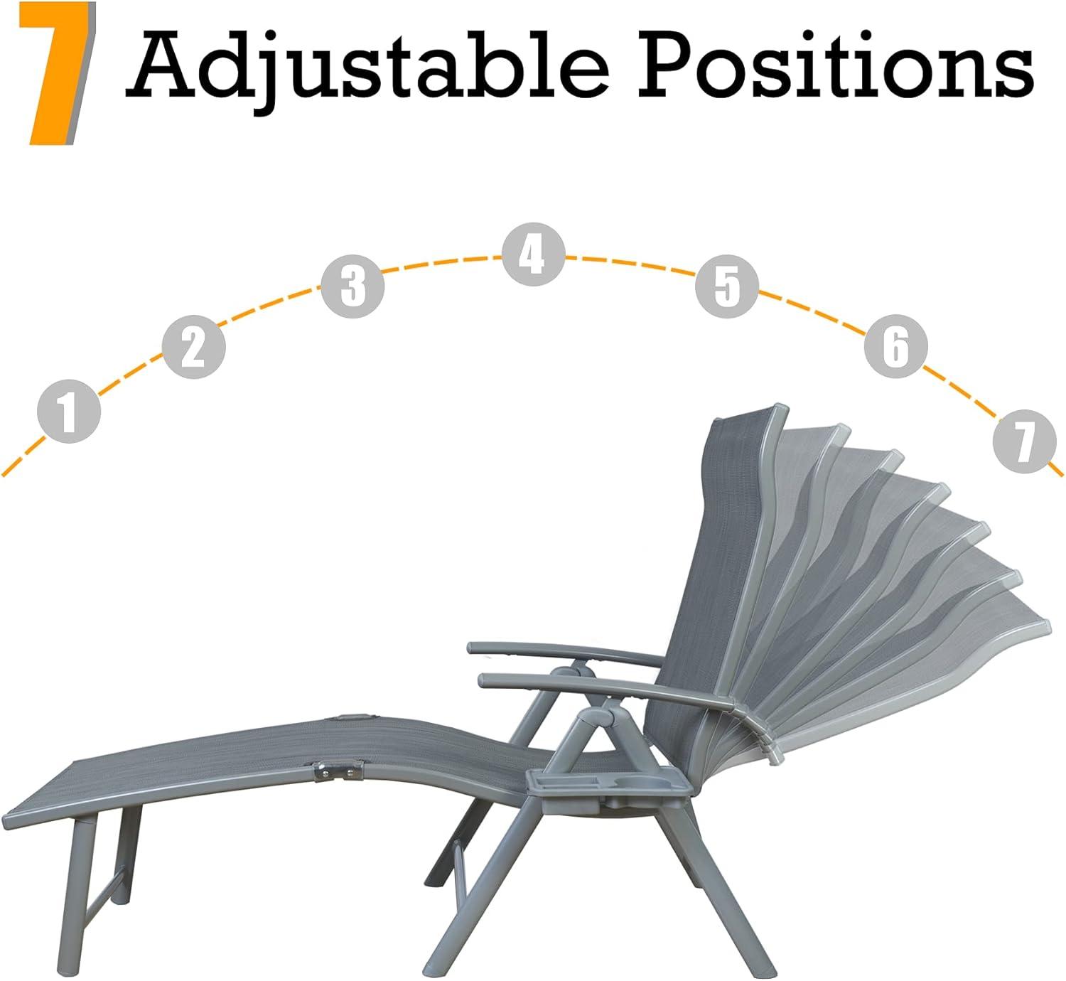 Kozyard Cozy Aluminum Reclining Lounge Chair - Perfect for Beach, Yard, Pool, Deck, and Patio - Outdoor Chaise Lounge with Drink Holder, Weather Free, Adjustable - Assemble-Free(1 Pack, Beige)