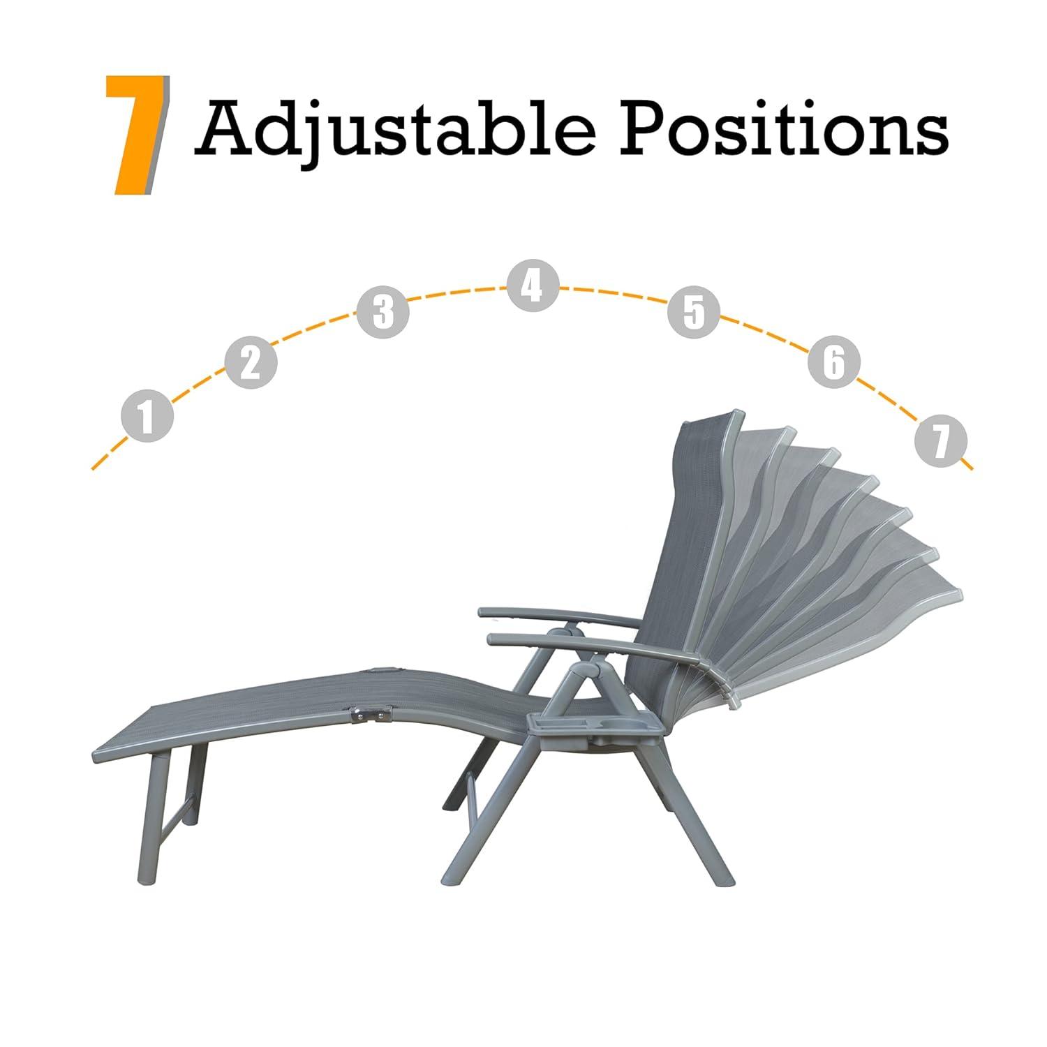 Kozyard Cozy Aluminum Reclining Lounge Chair - Perfect for Beach, Yard, Pool, Deck, and Patio - Outdoor Chaise Lounge with Drink Holder, Weather Free, Adjustable - Assemble-Free(1 Pack, Beige)