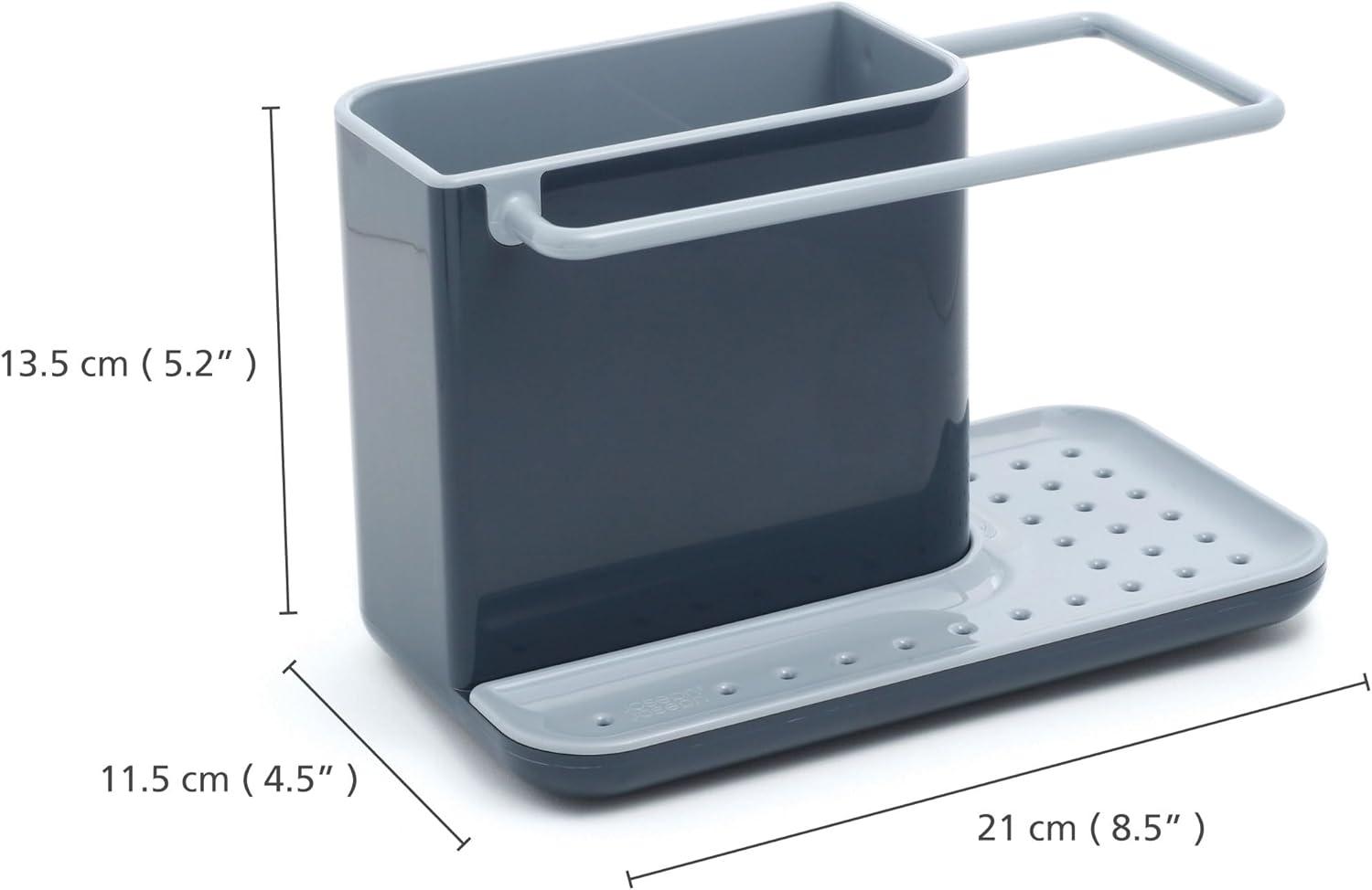 Gray Plastic Sink Caddy Organizer with Draining Plate