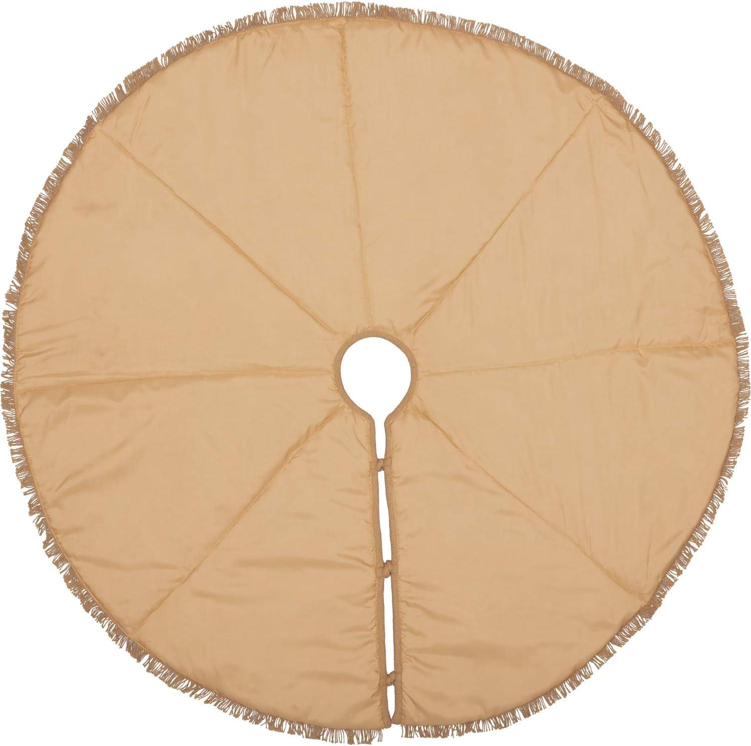 Natural Tan Burlap Cotton Farmhouse Christmas Tree Skirt, 48" Diameter