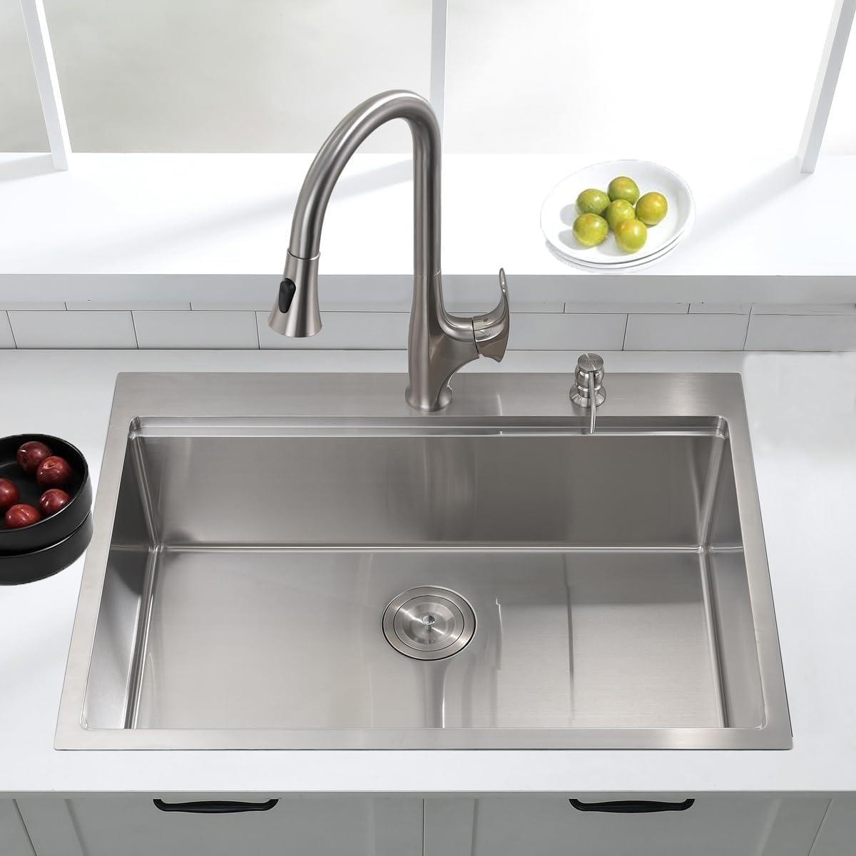 30 Inch Brushed Nickel Stainless Steel Single Bowl Kitchen Sink