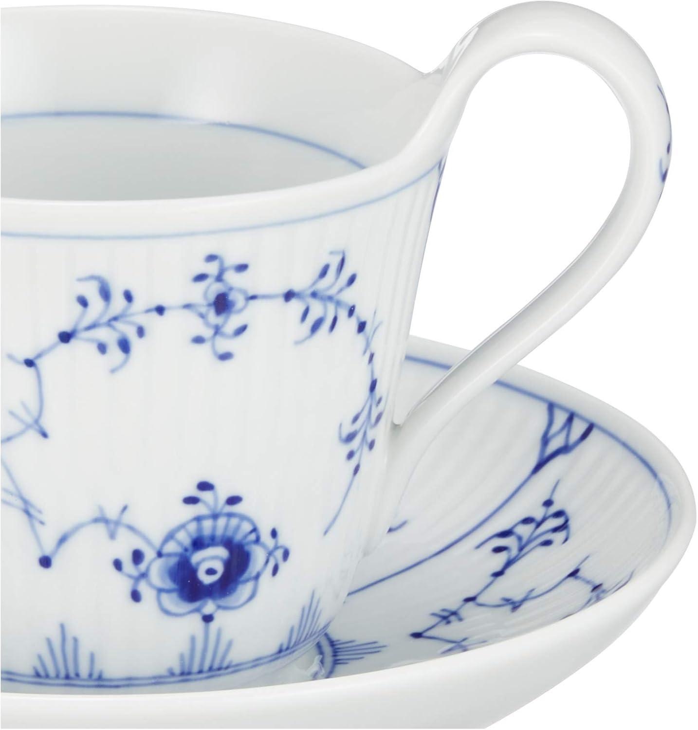 Blue Floral Ribbed Ceramic Everyday Saucer