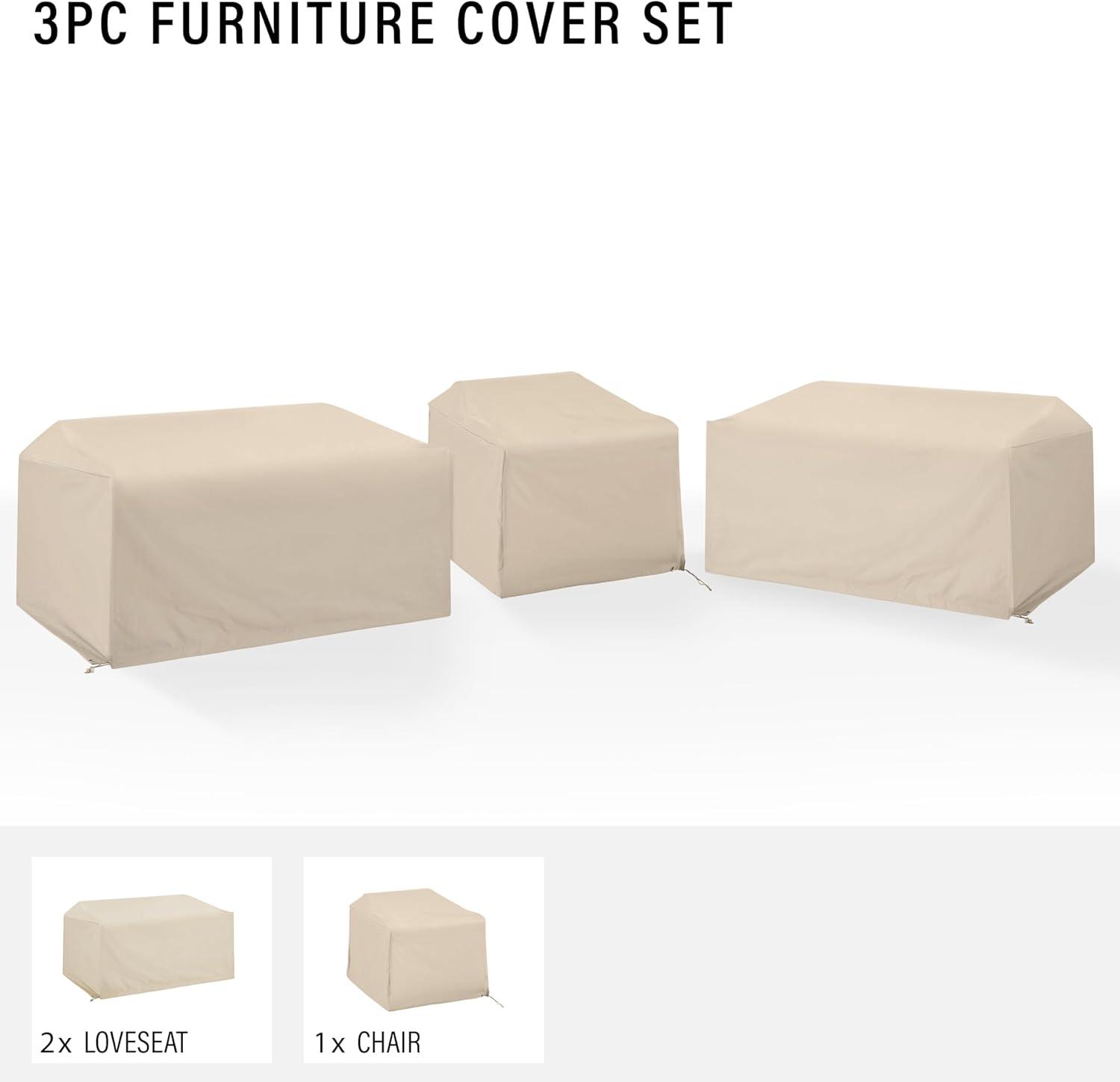 Crosley Furniture Covers 3-Piece Vinyl Outdoor Sectional Cover Set in Tan