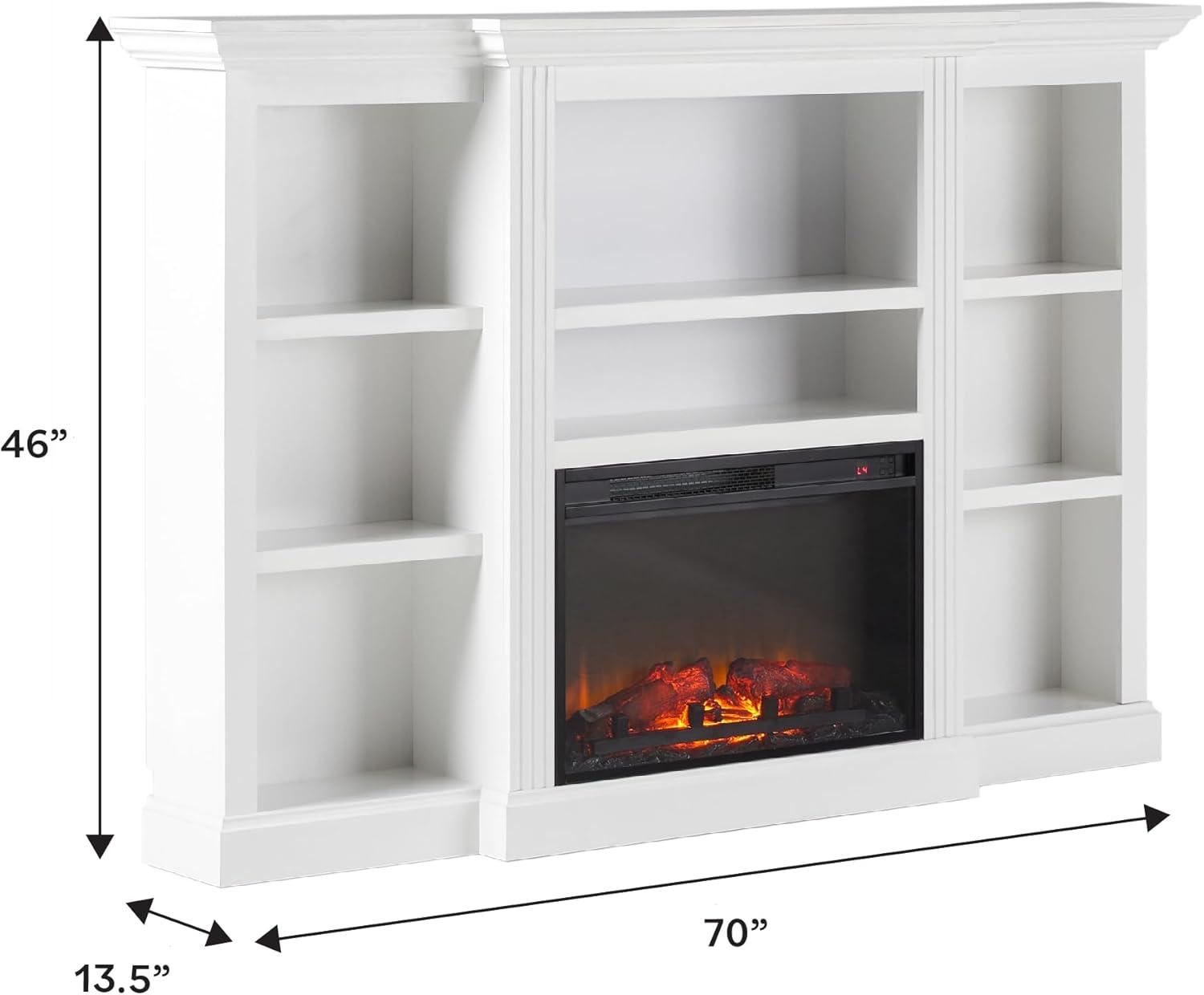Red Barrel Studio® Traditional 70” Mantel Fireplace with Open Shelving