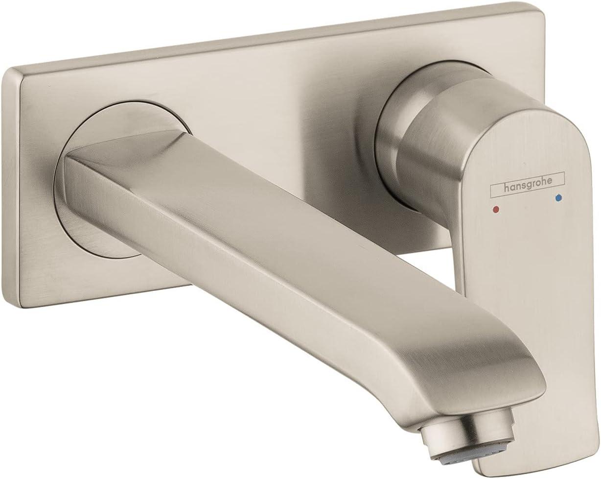 Eco-Friendly Modern Wall Mounted Centerset Faucet in Brushed Nickel