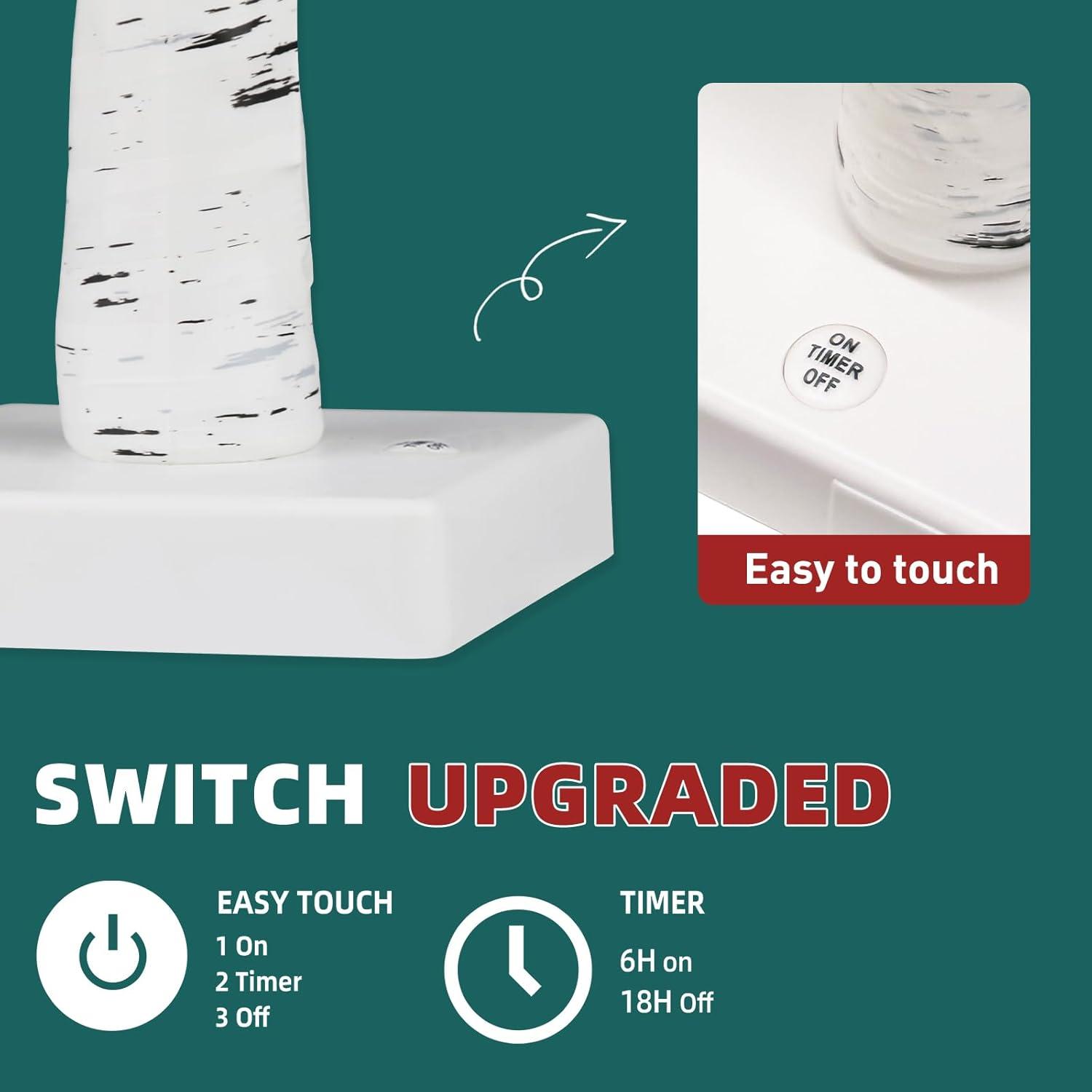 The Holiday Aisle® White Birch Tree With LED Lights - Set Of 2, LED Tabletop Tree With Timer, Christmas Decorations Lighted Tree For Indoor Mantel Home Decor (2 FT, 24 LED)