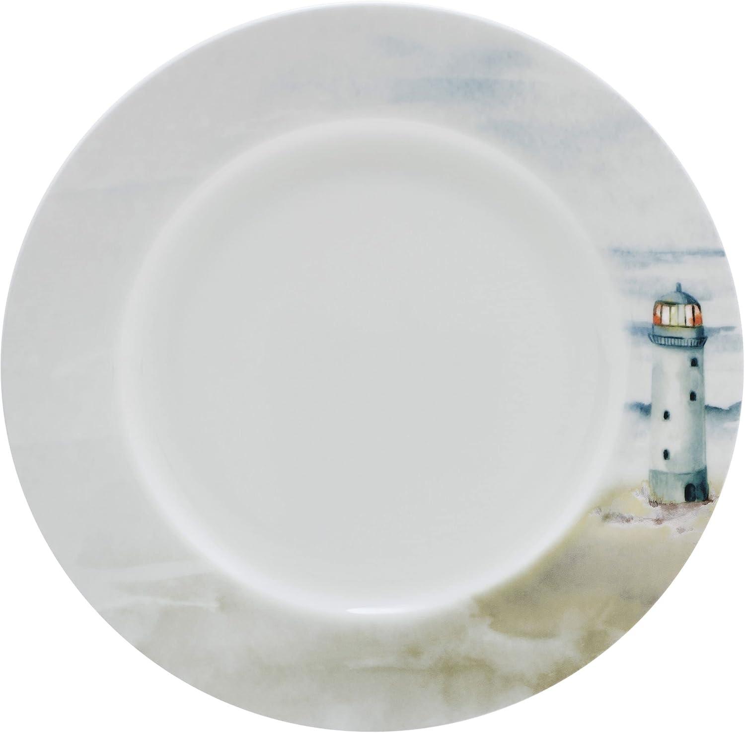 Seaside Coastal Multicolor Porcelain 12-Piece Dinnerware Set, Service for 4