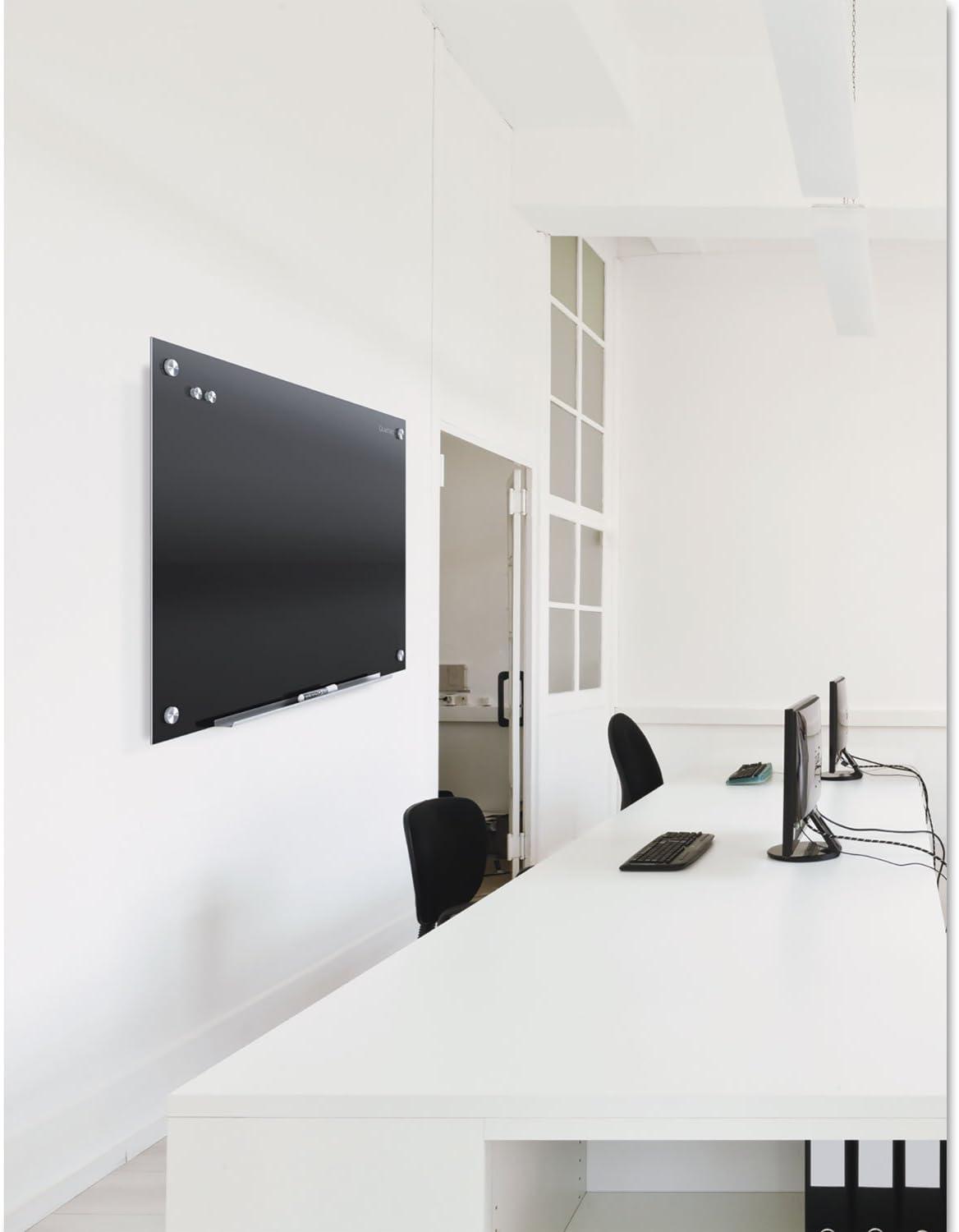 36" x 24" Black Magnetic Glass Dry Erase Board