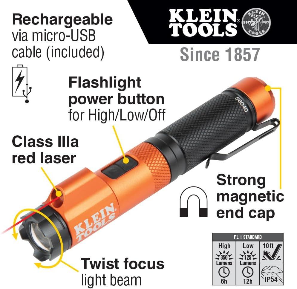 350 Lumen Orange and Black Rechargeable LED Tactical Flashlight