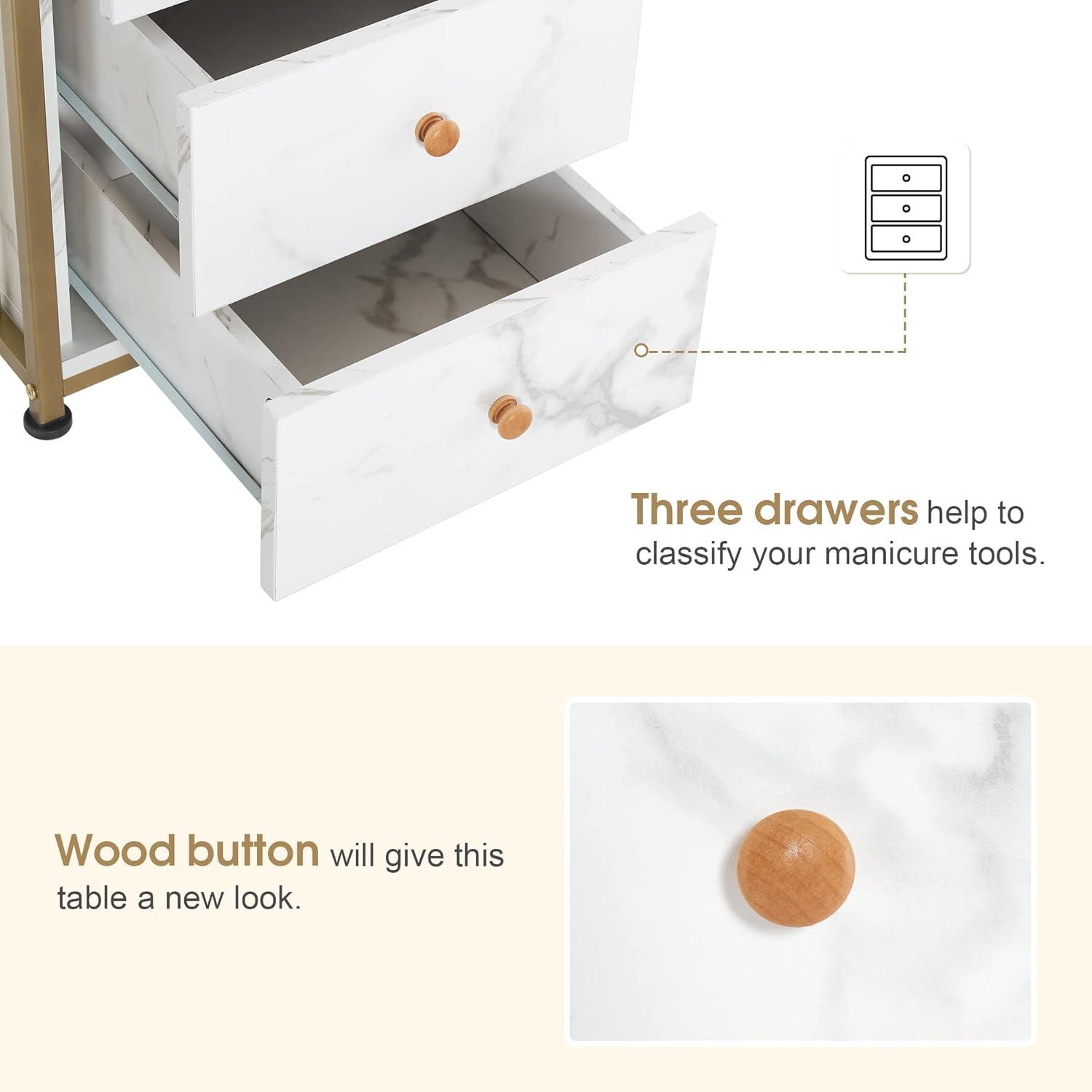 BarberPub Makeup Vanity Desk with Drawer, Manicure Table with Metal Frame