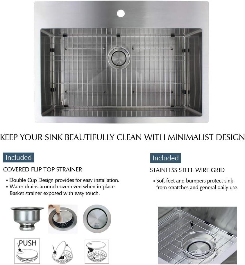 32-Inch Brushed Stainless Steel Dual Mount Kitchen Sink