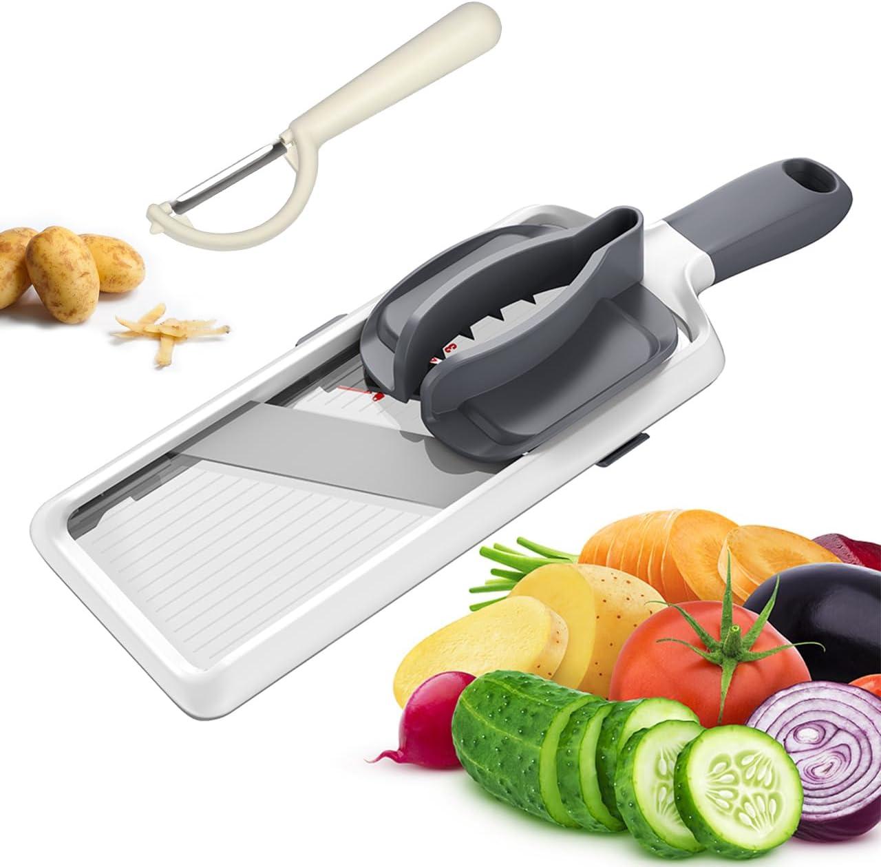 Versatile Handheld Mandoline Slicer - Adjustable Stainless Steel Blade, Ergonomic Grip, Enhanced Safety, Easy to Clean, Perfect for Quick and Precise Slicing of Fruits & Vegetables