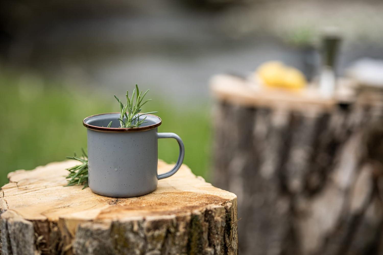 Barebones Enamelware Dining Collection - Slate Gray, Enamel Cup Set