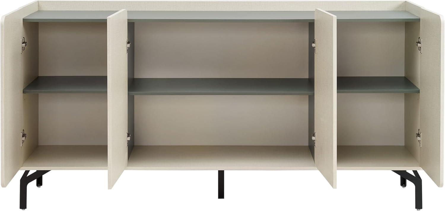 Cream Weave & Sage Green Modern Sideboard Buffet with Metal Legs