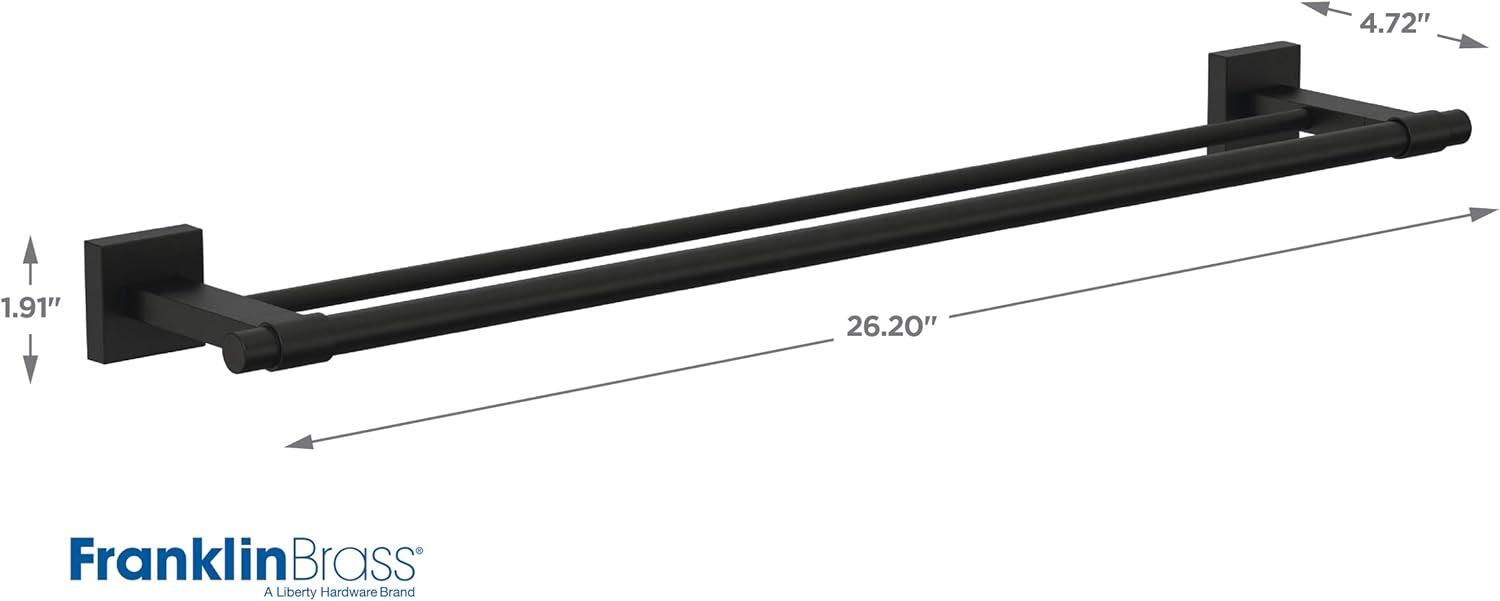 Maxted 24 Inch Matte Black Double Towel Bar