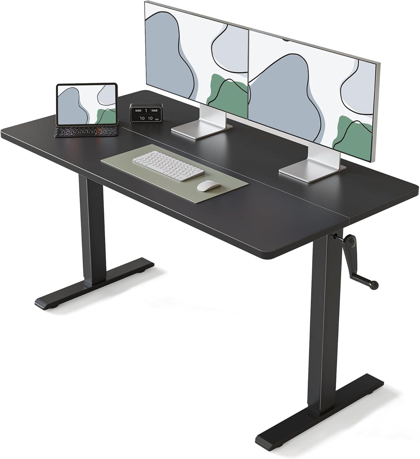 edx Electric Standing Desk, Height Adjustable Desk, 55 x 24 Inches Ergonomic Stand up Desk with Memory Preset and T-Shaped Metal Bracket for Home Office