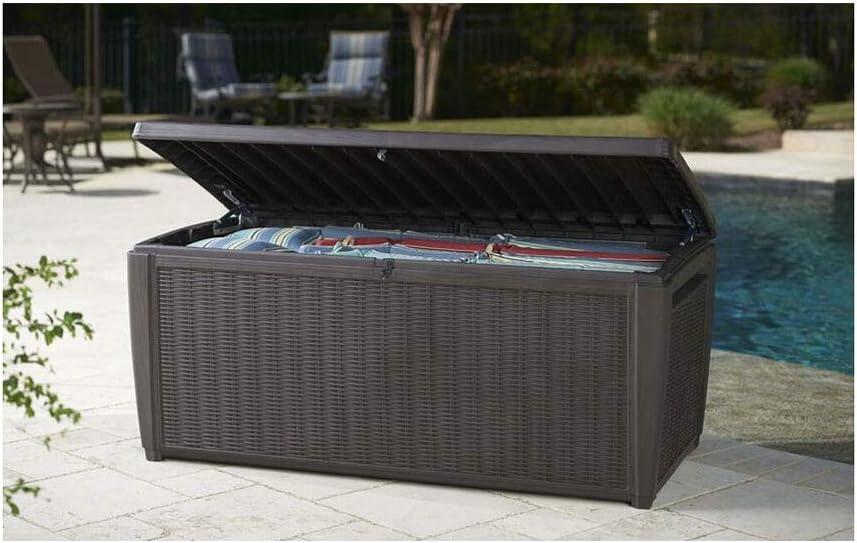 Keter Sumatra 135 Gallon Large Durable Resin Outdoor Storage and Organization Deck Box Ideal For Garden Patio Furniture and Supplies