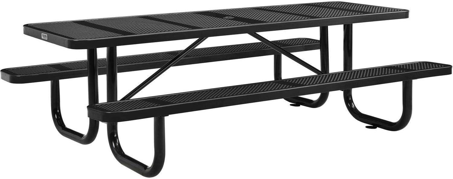 96" Black Perforated Metal Outdoor Picnic Table