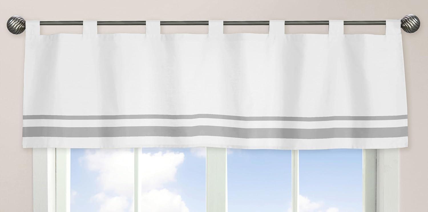 White and Gray Hotel Cotton Tab Top Tailored Curtain Valance