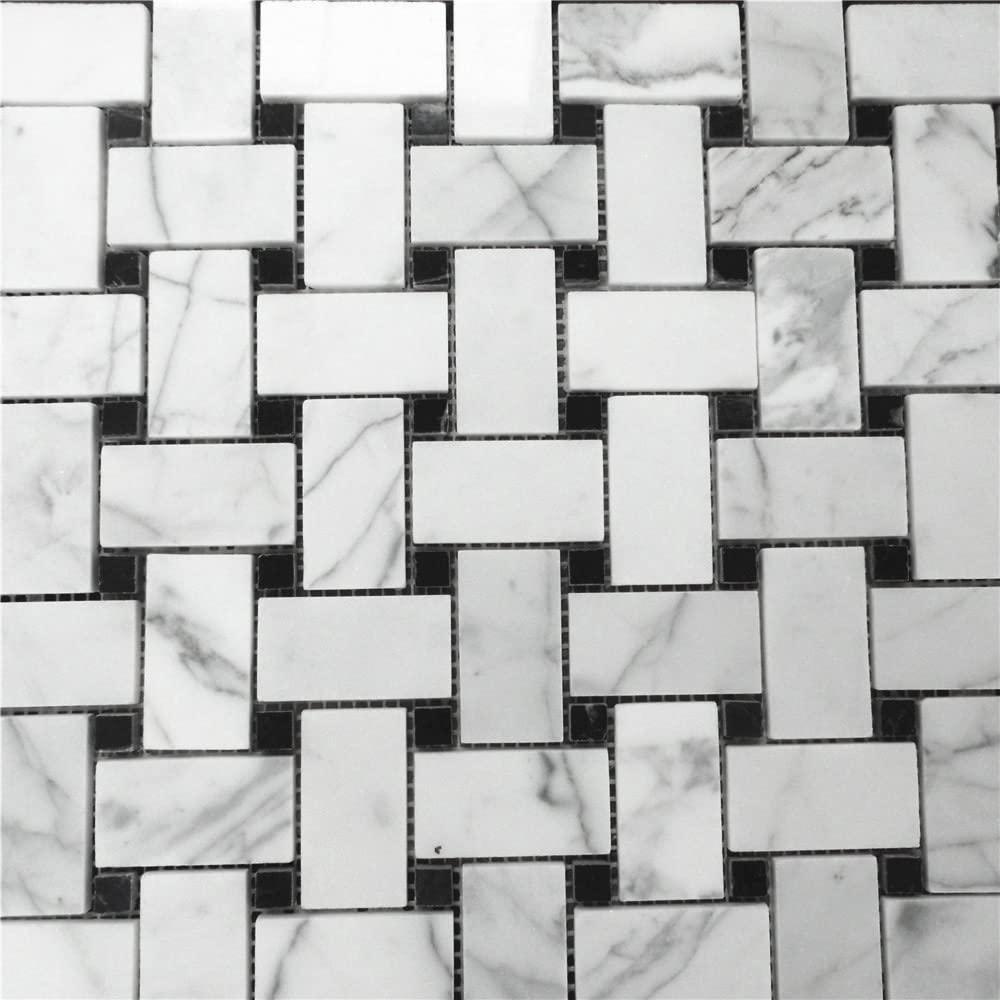 12" x 12" Marble Basketweave Mosaic Wall & Floor Tile