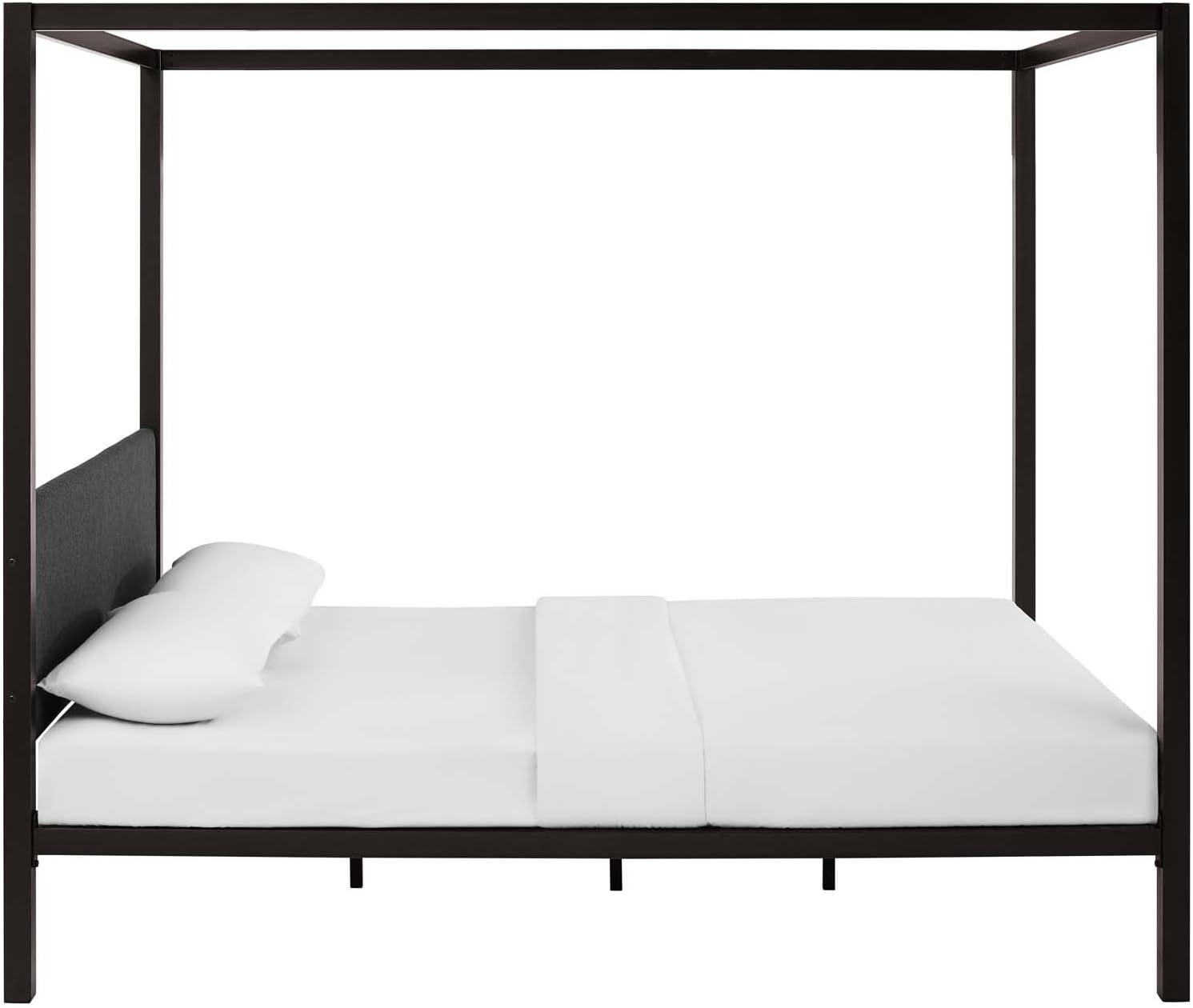 Modern Contemporary Urban Design Bedroom Queen Size Platform Bed Frame, Metal Steel, Brown