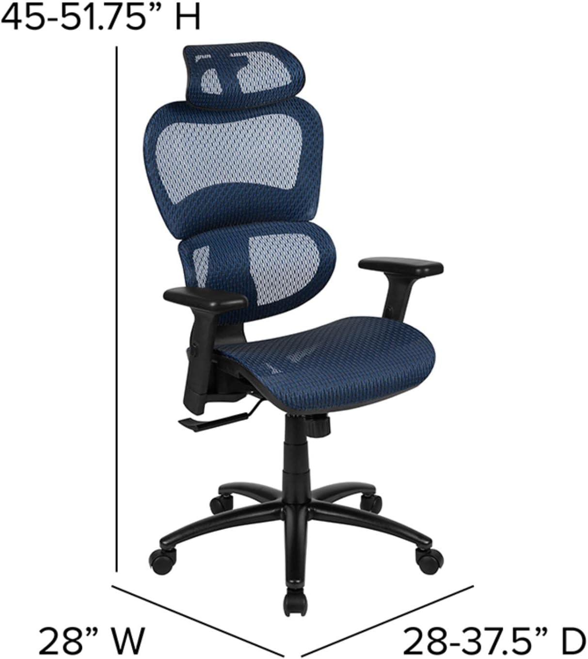 Flash Furniture Ergonomic Mesh Office Chair with 2-to-1 Synchro-Tilt, Adjustable Headrest, Lumbar Support, and Adjustable Pivot Arms