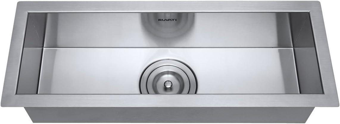 Ruvati Bar Prep Sink Narrow Trough Undermount 16 Gauge Stainless Steel Single Bowl