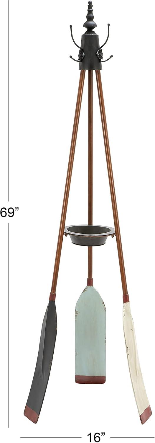 Olivia & May Metal Nautical Style Coat Rack Tripod Base : Iron Frame, 69" Tall, No Surface Treatment, Assembly Required