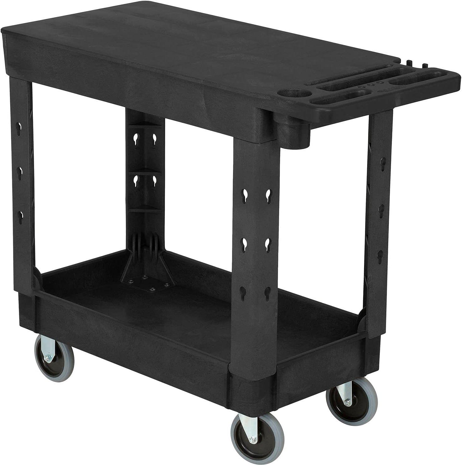 Global Industrial™ Flat Top Utility Cart w/2 Shelves 38"L x 17-1/2"W x 32-1/2"H Black