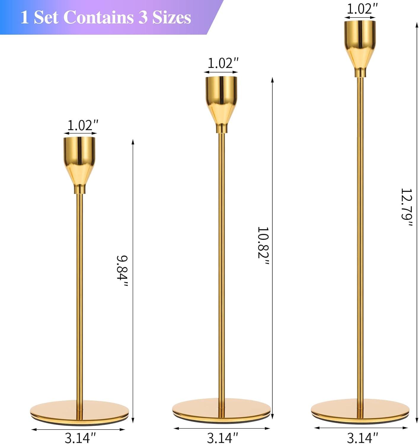 Taper Candlestick Holders Set of 6 | Decorative Candlestick Holders for Home Decor, Wedding, Dinning, Parties, Anniversary, Bathroom