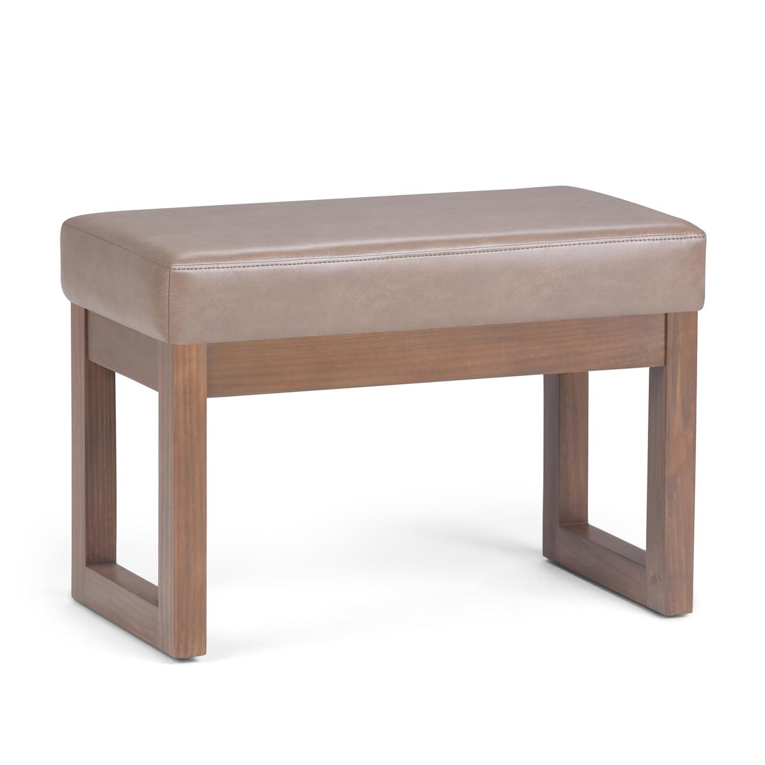 Simpli Home Milltown Ottoman Bench with Upholstered Seat and Solid Wood Frame