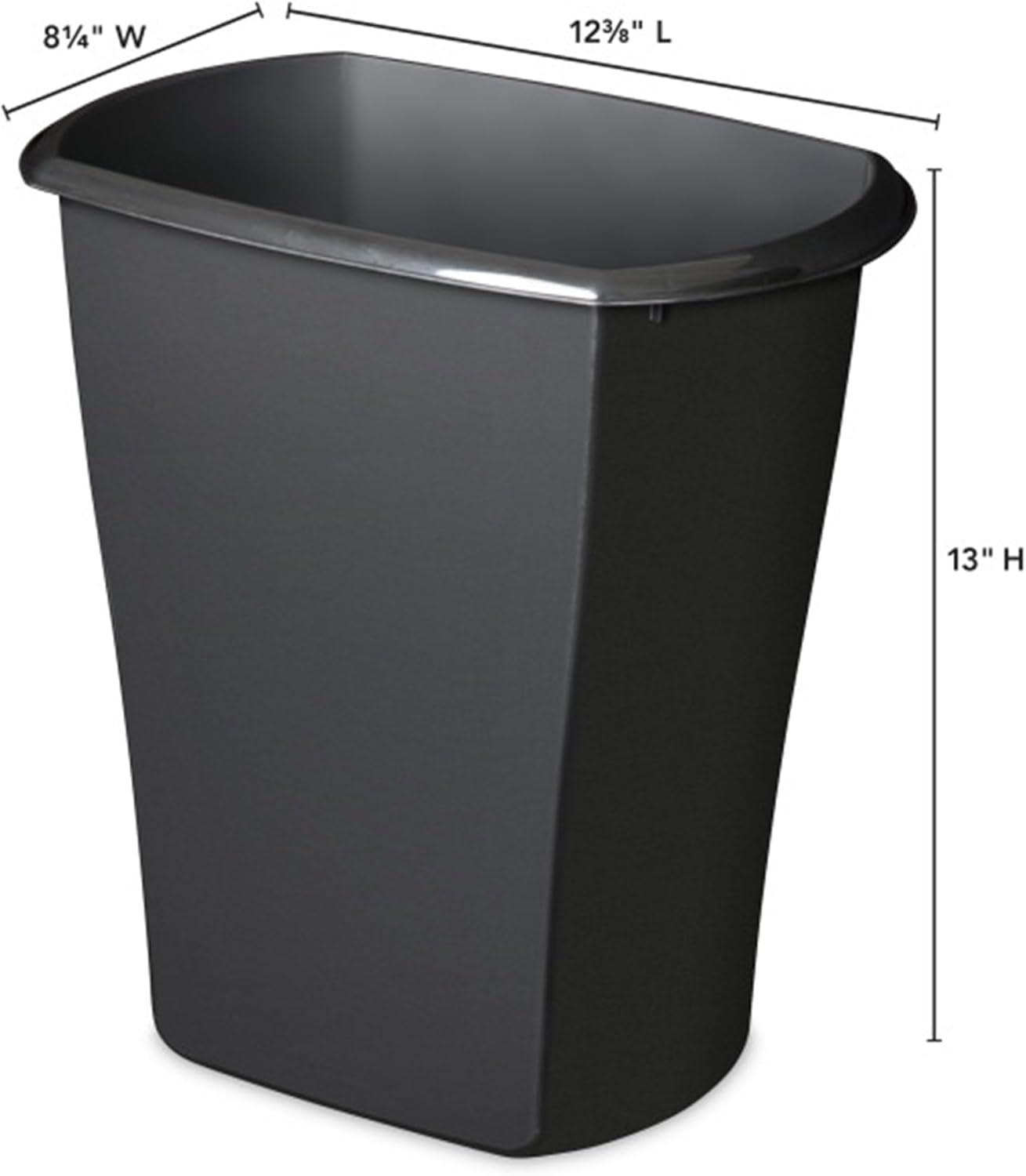 Sterilite Black 3-Gallon Plastic Rectangular Wastebasket