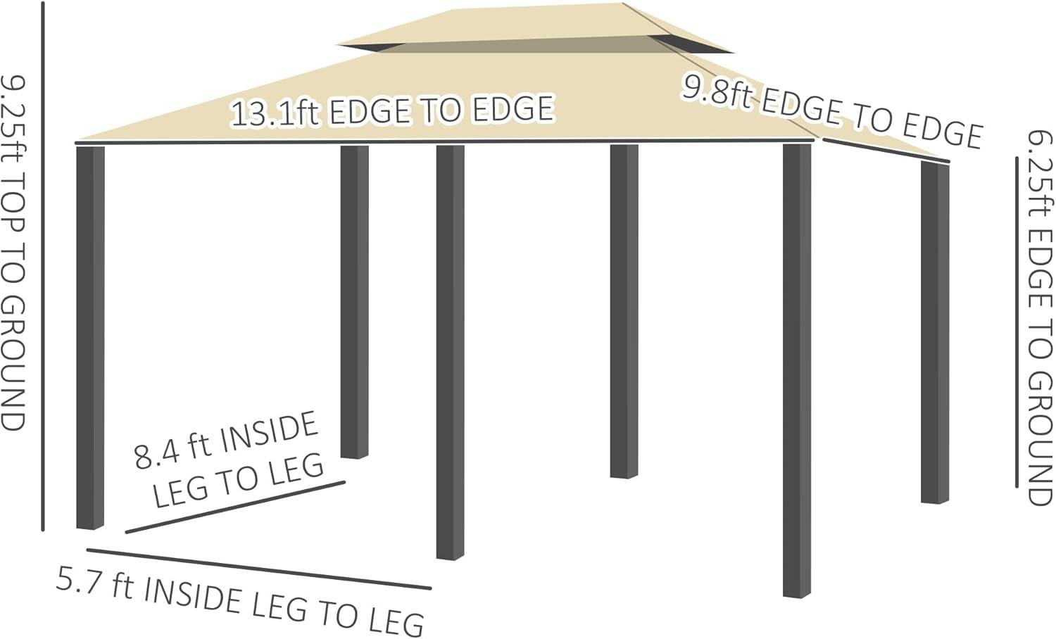 13 Ft. W x 10 Ft. D Steel Patio Gazebo