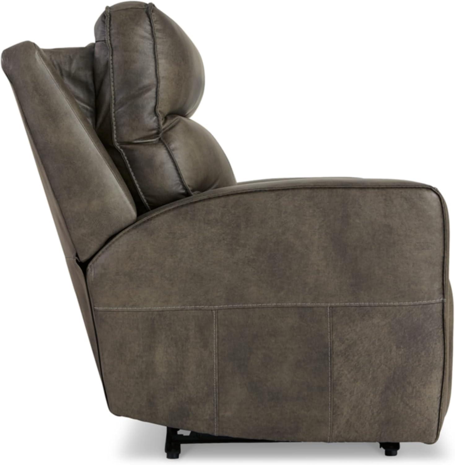 Gray Concrete Genuine Leather Power Recliner with Metal Frame