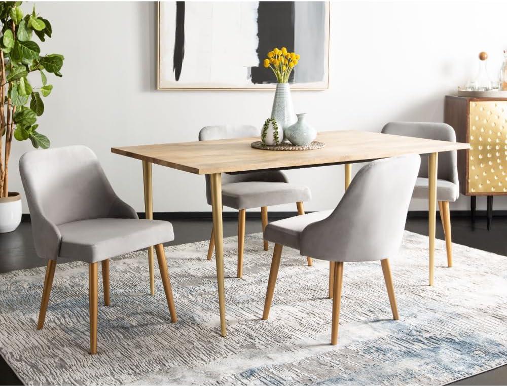 Lulu Upholstered Dining Chair (Set of 2) - Grey/Gold - Safavieh