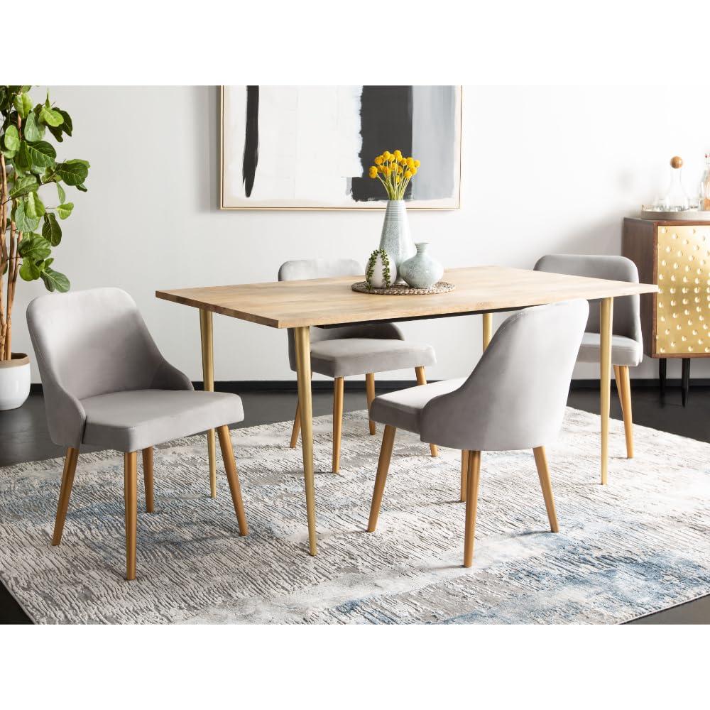 Lulu Upholstered Dining Chair (Set of 2) - Grey/Gold - Safavieh
