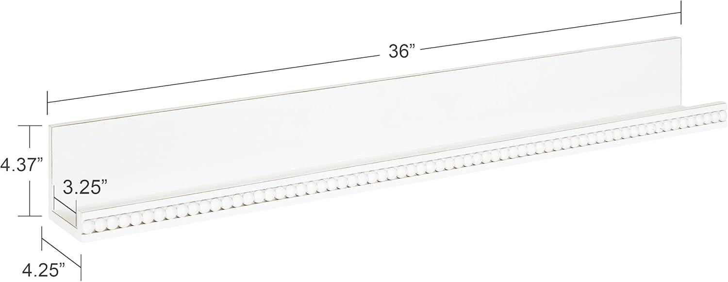 White Beaded Floating Wall Shelf, 36-Inch MDF