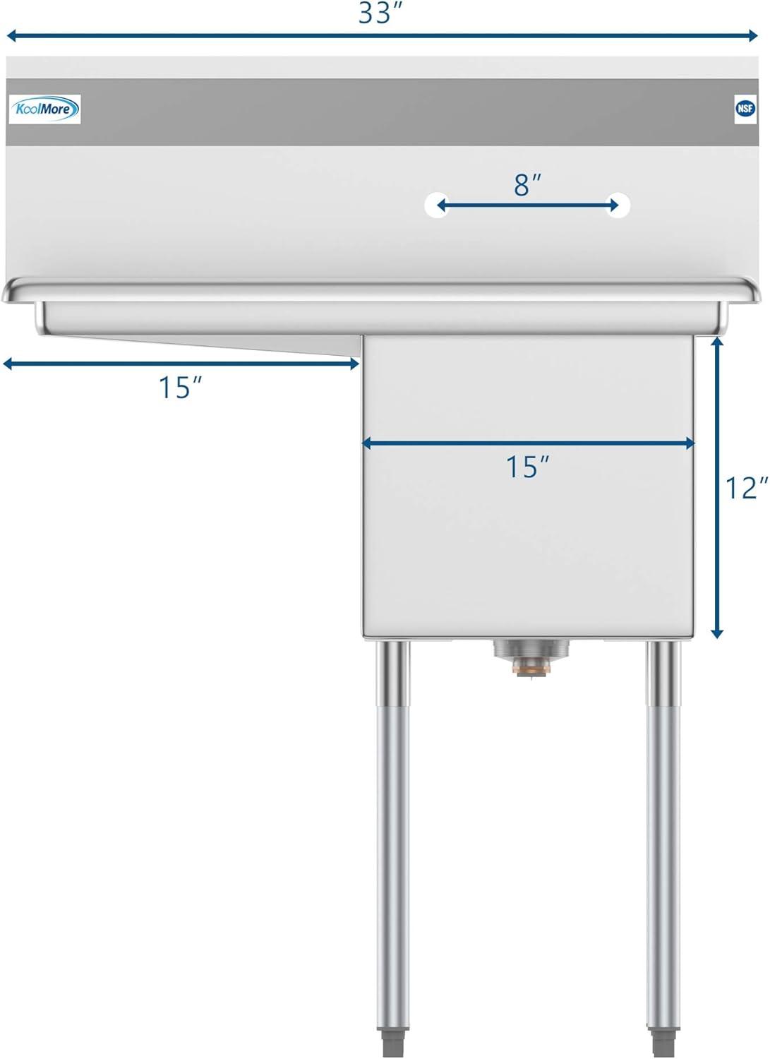 Stainless Steel Commercial Kitchen Utility Sink with Drainboard