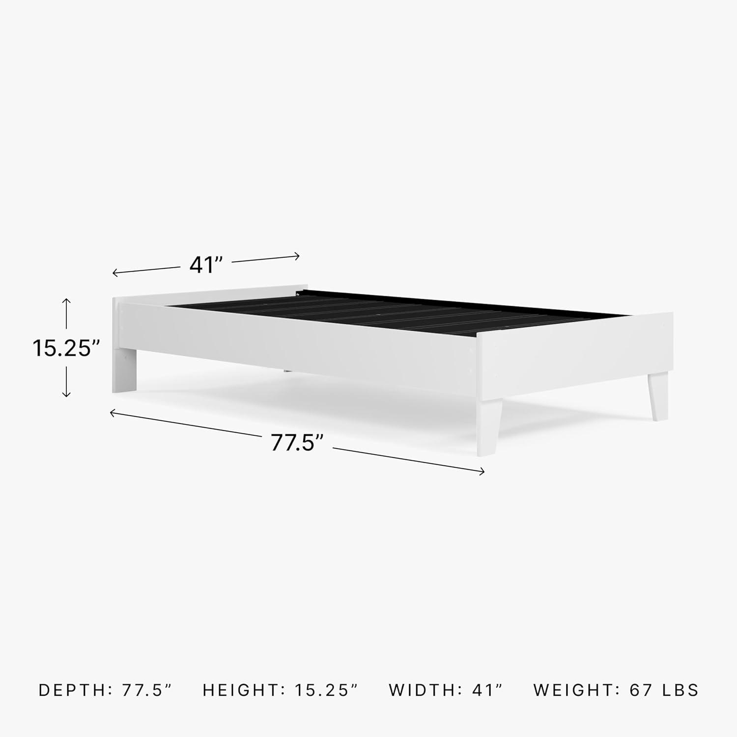 Twin Piperton Platform Bed White - Signature Design by Ashley: Modern Style, No Box Spring Needed