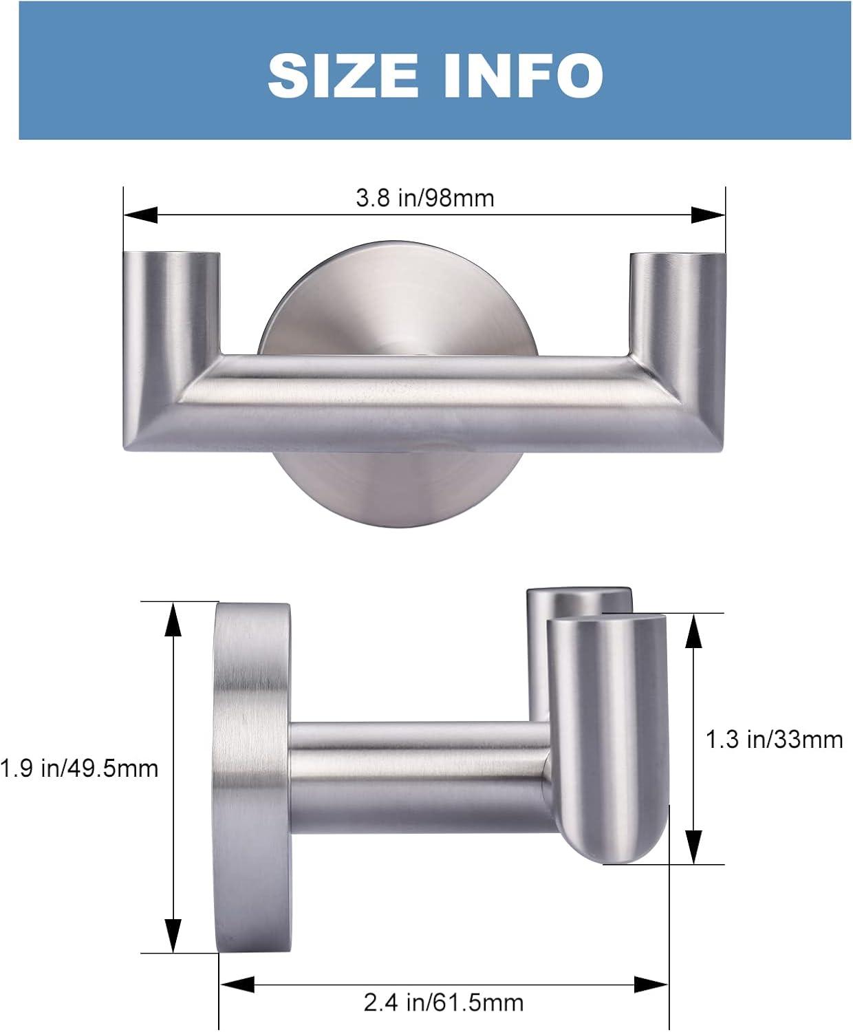 Brushed Nickel Stainless Steel Double Towel Hook