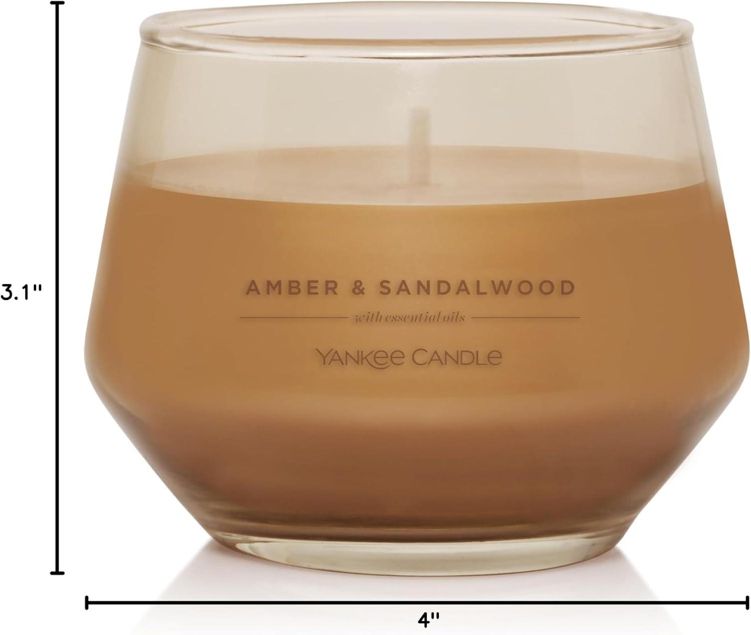 Yankee Candle Studio Medium Candle, Amber & Sandalwood, 10 oz: Long-Lasting, Essential-Oil Scented Soy Wax Blend Candle | 40-65 Hours of Burning Time