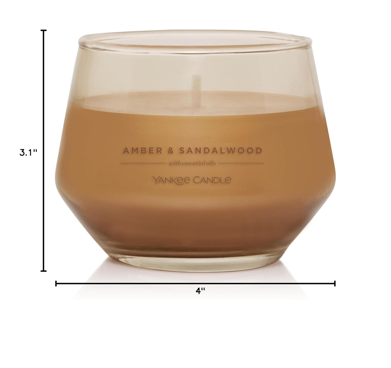 Yankee Candle Studio Candle Jar, Scented Candle with up to 50 Hours of Burn Time, Premium Plant Wax Blend for Consistent Long Lasting Scent from First to Last Burn, Amber & Sandalwood